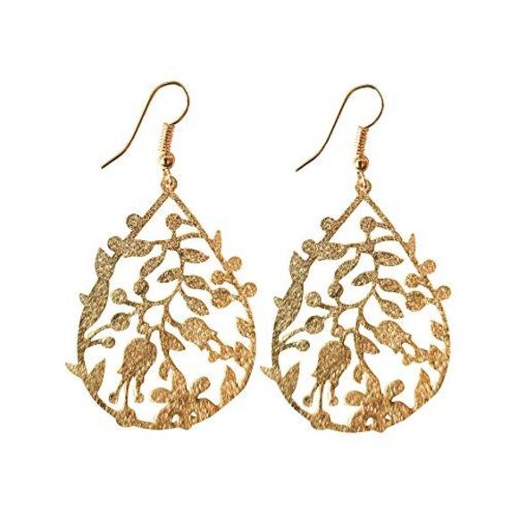 Gold Filigree Teardrop Earrings - Picture 3 of 4